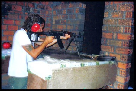 Jim at the Shooting Range in Phnom Penh, Cambodia in 2003